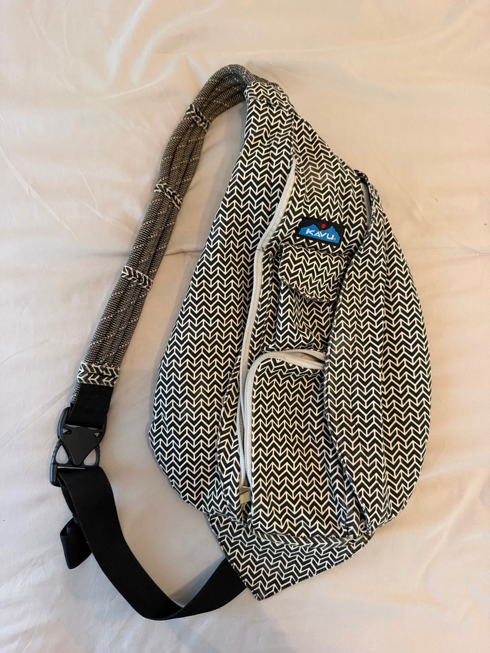 KAVU Sling Bag — Black & White Chevron